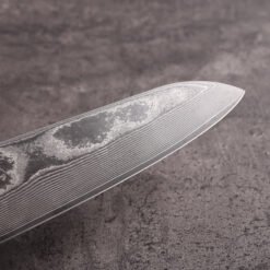 Damascus Santoku blade blank side view