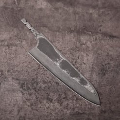 Damascus steel Santoku knife blank close‑up pattern
