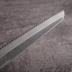 Damascus steel bread knife blank close‑up texture