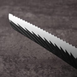 Premium X50CrMoV15 serrated knife blank close‑up